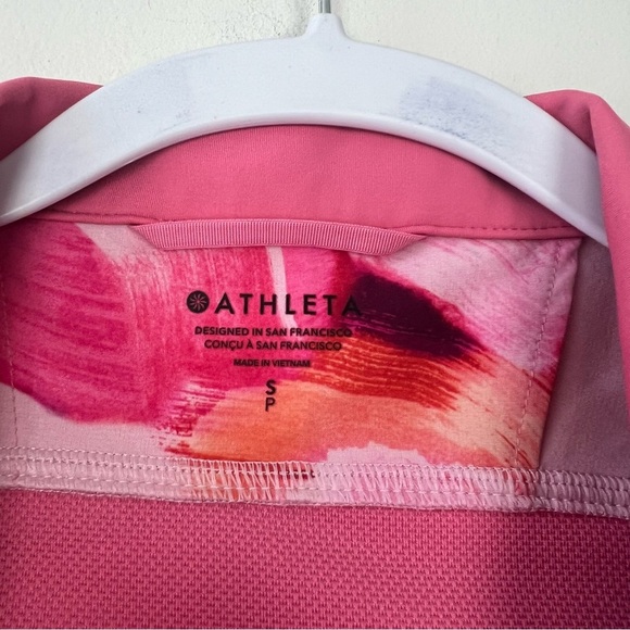 Athleta Run With It Pink Printed Zip Up Jacket - Picture 3 of 8
